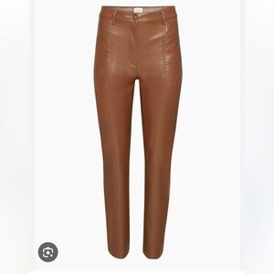 Aritzia Wilfred Rebel Pant Faux Leather Vegan Leather Cognac Brown